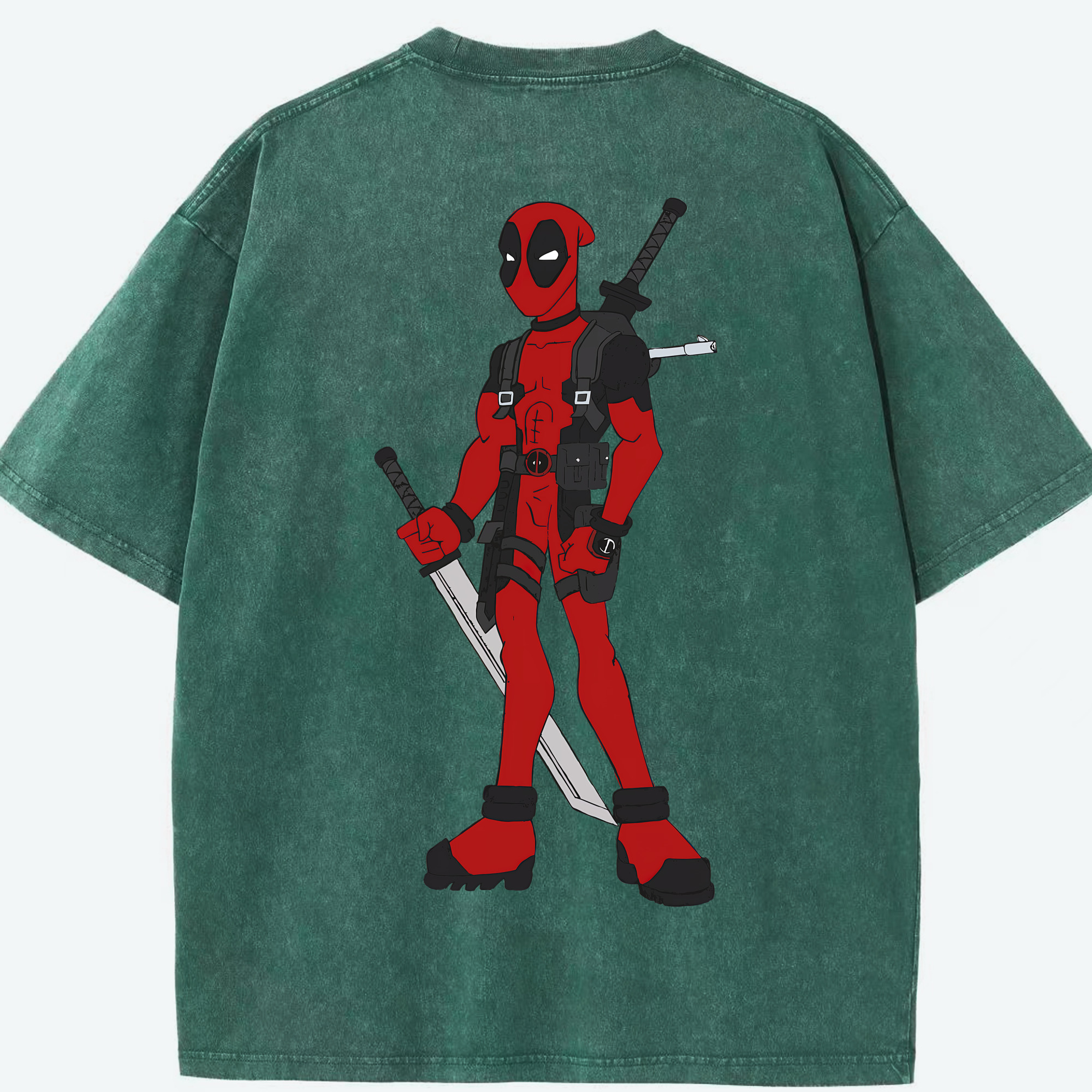 （画像用） Deadpool デッドプール 綿100% ヴィンテージ風 半袖Tシャツ（背面プリント）